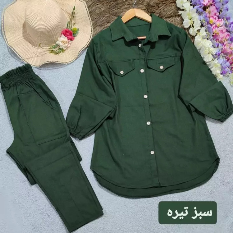 ست مانتو و شلوار جنس کتان کش فری سایز 38تا 46