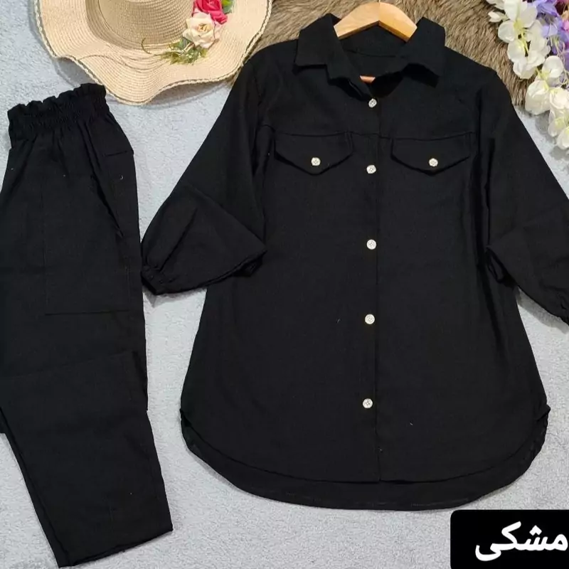 ست مانتو و شلوار جنس کتان کش فری سایز 38تا 46