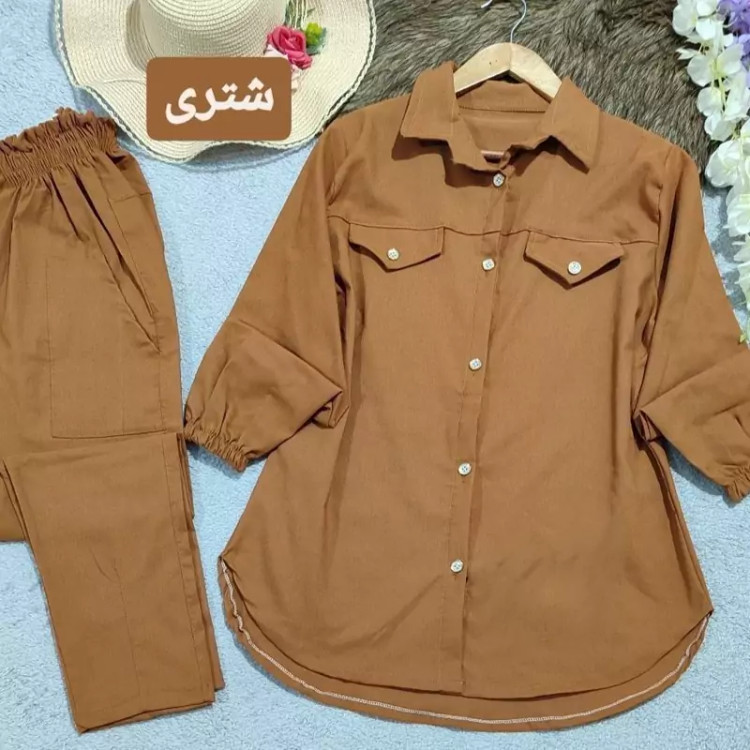 ست مانتو و شلوار جنس کتان کش فری سایز 38تا 46