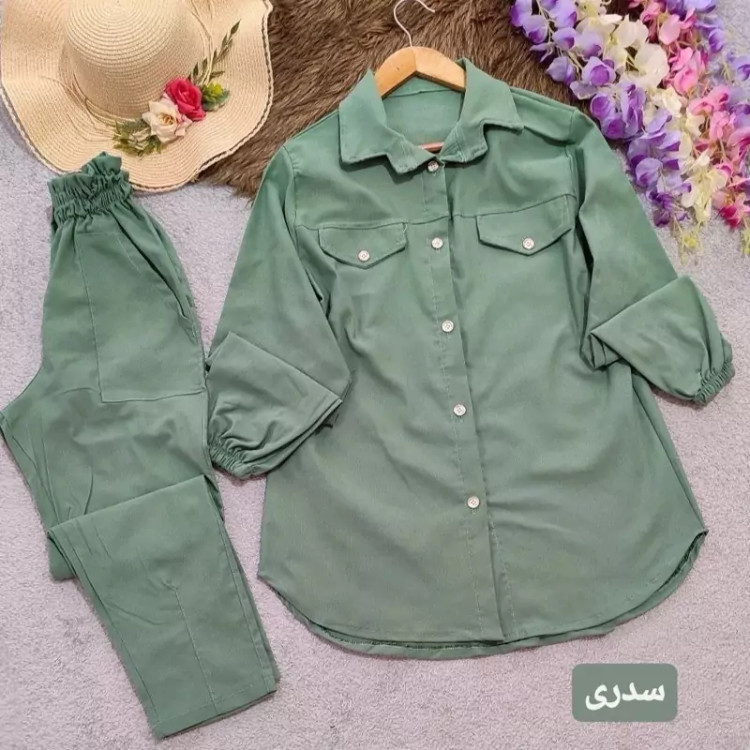 ست مانتو و شلوار جنس کتان کش فری سایز 38تا 46
