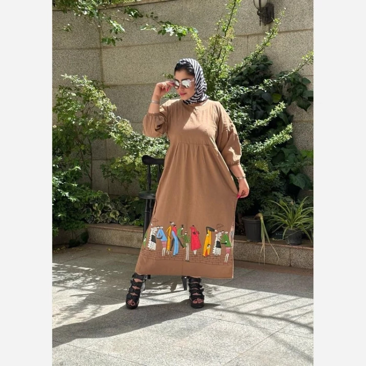 پیراهن آدمکی جنس لنین فری سایز36تا 46
