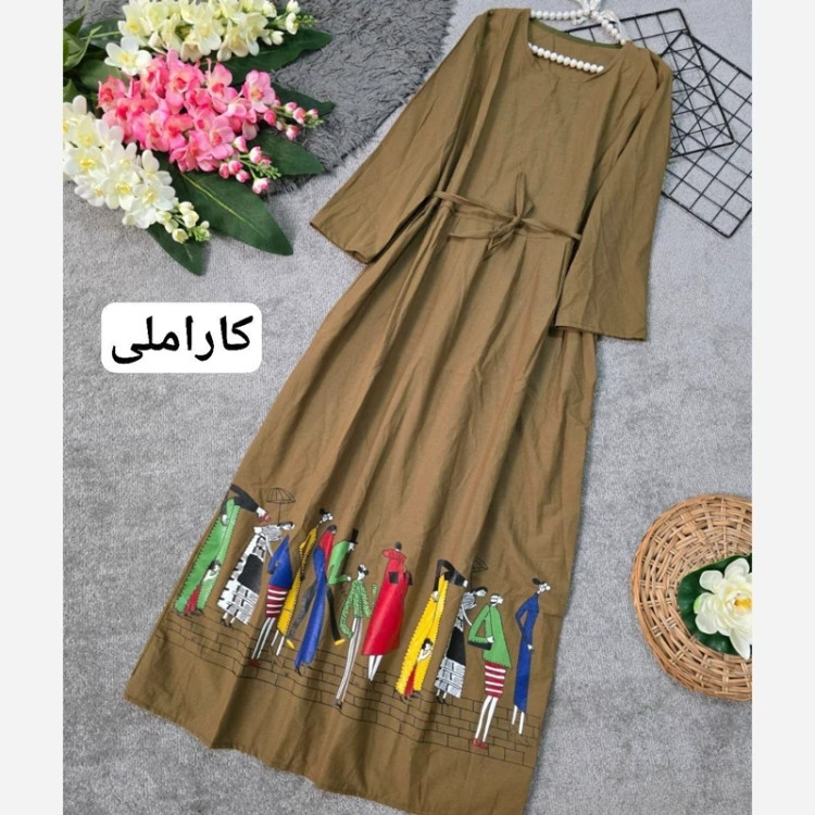 پیراهن آدمکی جنس لنین فری سایز36تا 46
