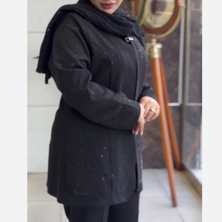 کت و شلوار آذین نگین مشکی جنس مازراتی سایزبندی 38تا 54