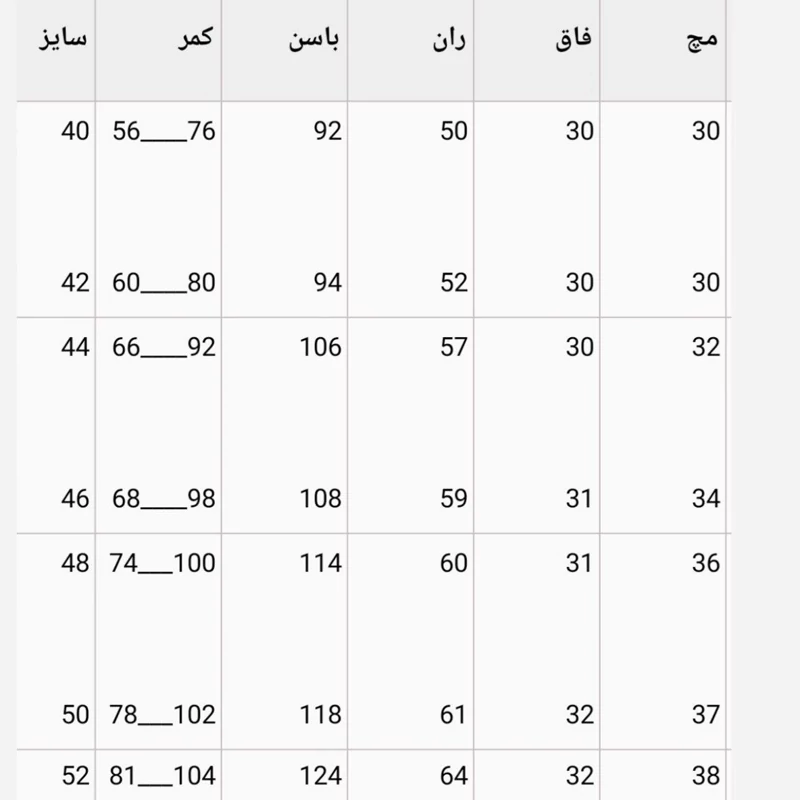 شلوار راسته جنس مازراتی سایزبندی38تا52