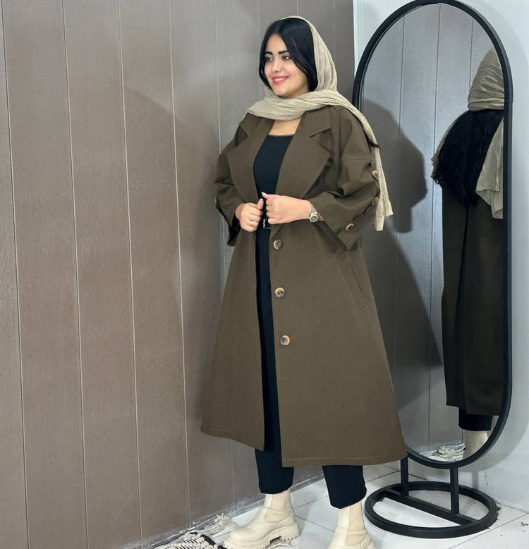 مانتو بارونی رخسار جنس کتان زارا فری سایز 38تا50