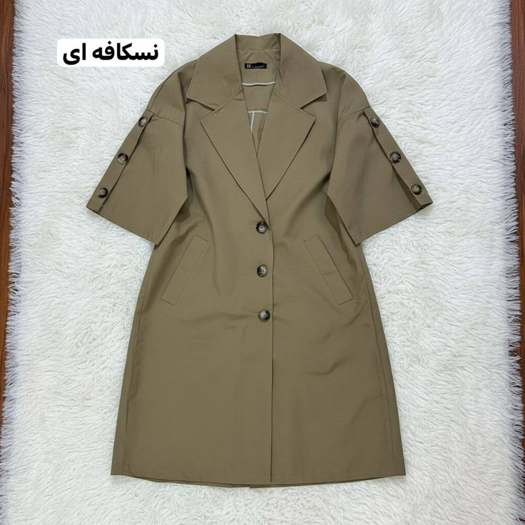 مانتو بارونی رخسار جنس کتان زارا فری سایز 38تا50