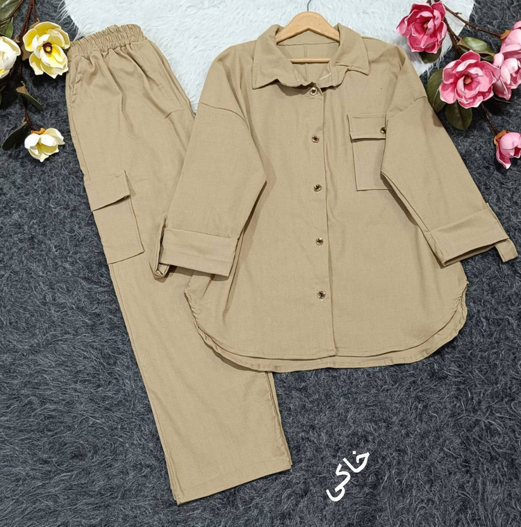 ست مانتو و شلوار روژان جنس کتان کش فری سایز 38تا 46