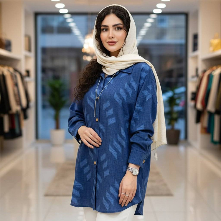 شومیز مانتویی جنس شانتون فری سایز 38 تا 46