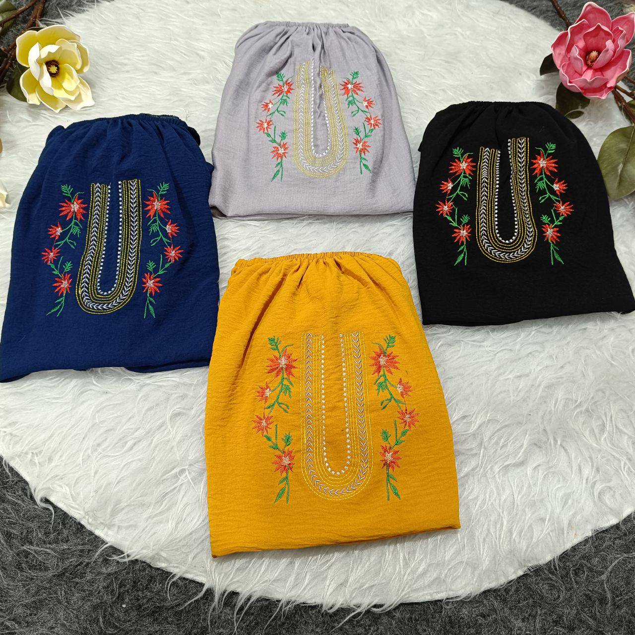 شومیز تارا جنس نخی ابروبادی و گلدوزی شده فری سایز از 38تا48