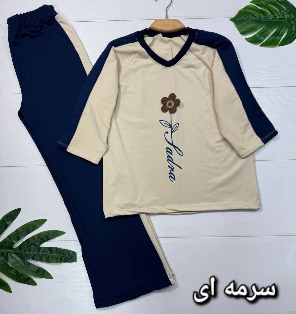ست بلوز و شلوار سودا جنس پنبه گلکسی فری سایز 38تا 46