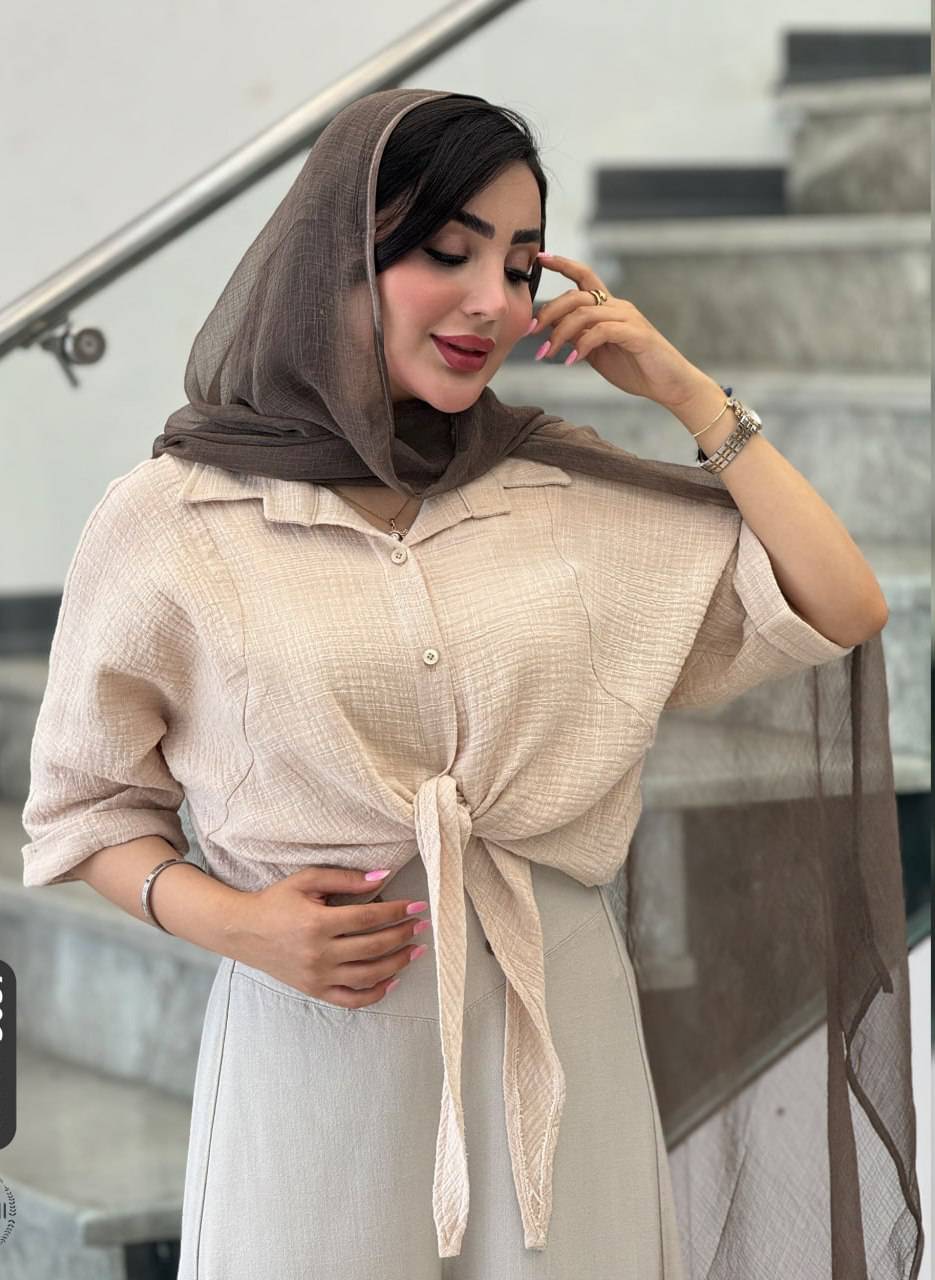 شومیز گره ای جنس ژاکارد فری سایز 38تا 46