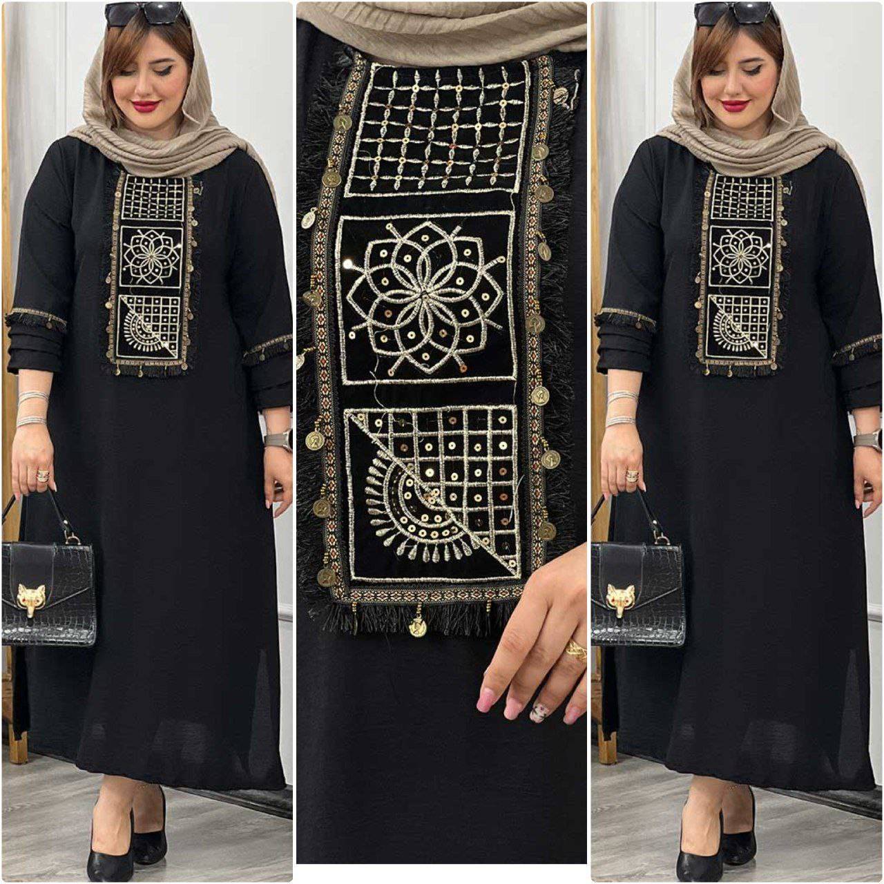 پیراهن دلارام جنس ابروبادی فری سایز۳۸ تا ۴۶
