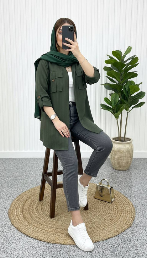 شومیز جیب صلیبی جنس آیوا فری سایز 38 تا 46