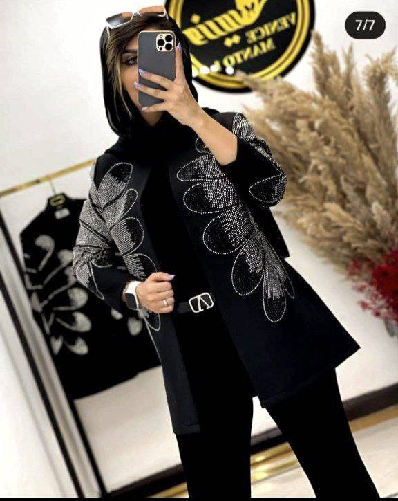 کت تک مجلسی نگین مربعی و گلبرگ مازراتی اعلا سایزبندی 38تا 52