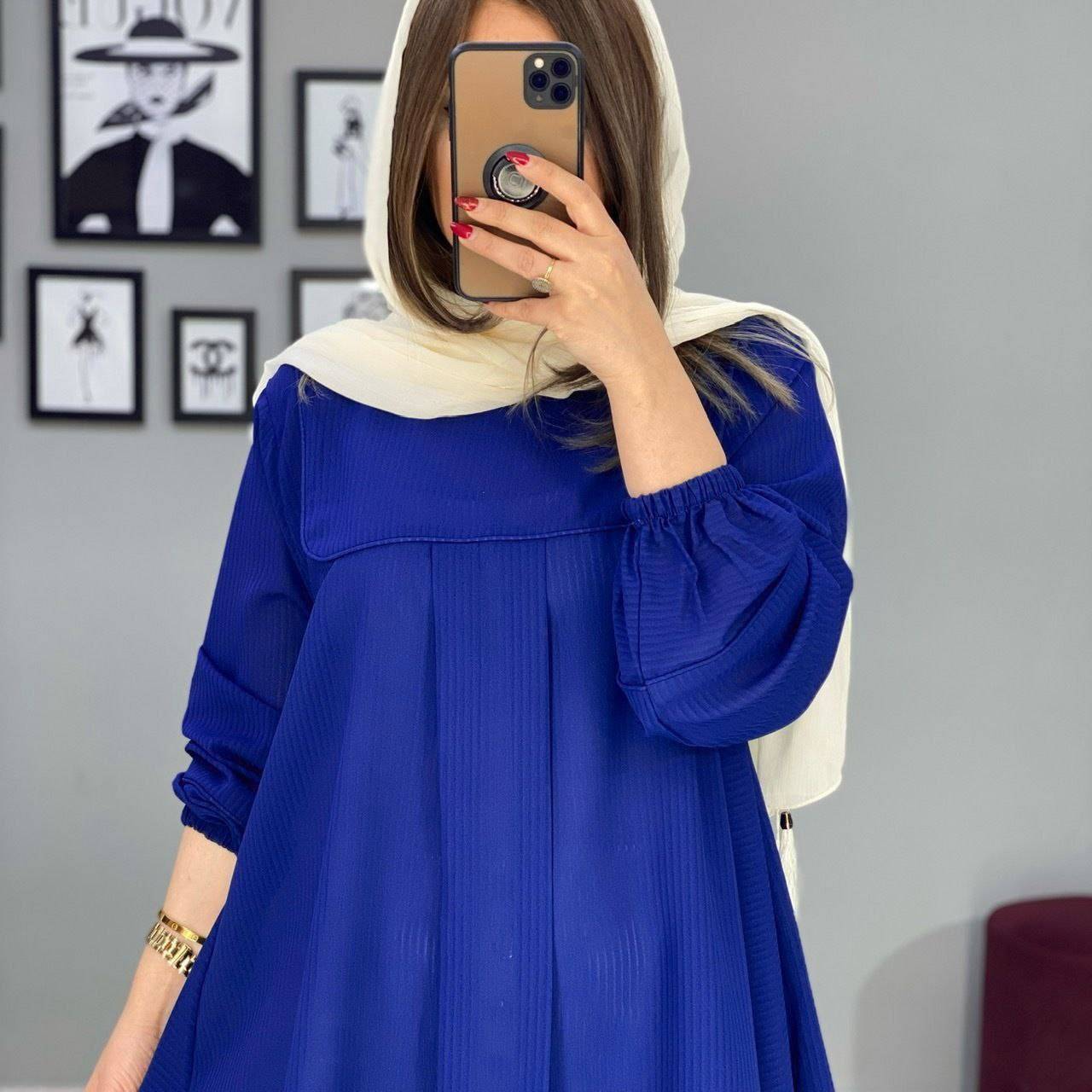 شومیز مانتویی سپیده جنس کرپ حریر میله ای فری سایز40تا 48