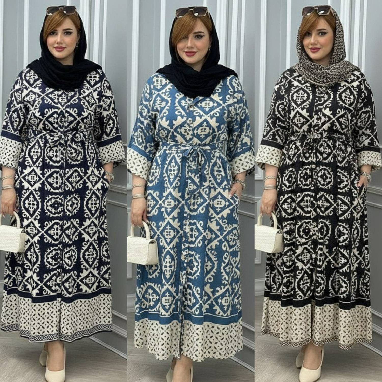 ساحلی آبنبات جنس نخی ژاکارد فری سایز 38 تا 48
