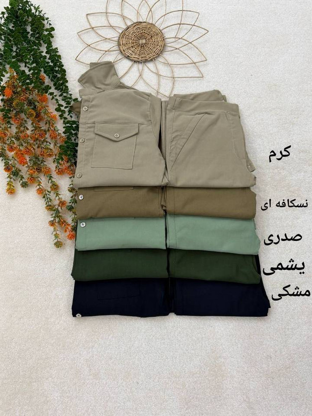 ست تونیک و شلوار دمپا جنس کتان فری سایز 38تا 44
