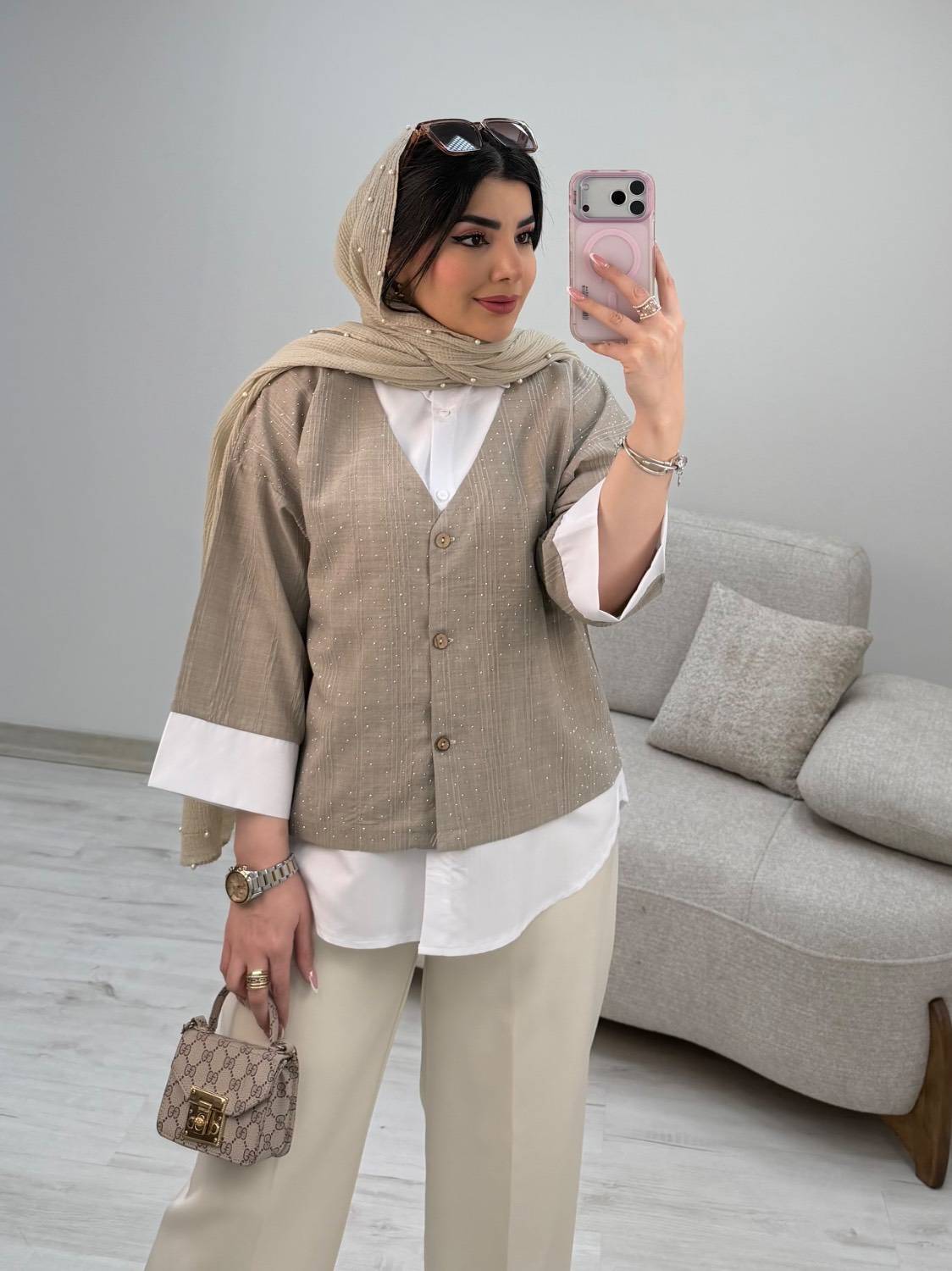 شومیز و وست نجمه جنس شانتون و داکرون فری سایز 38 تا 46