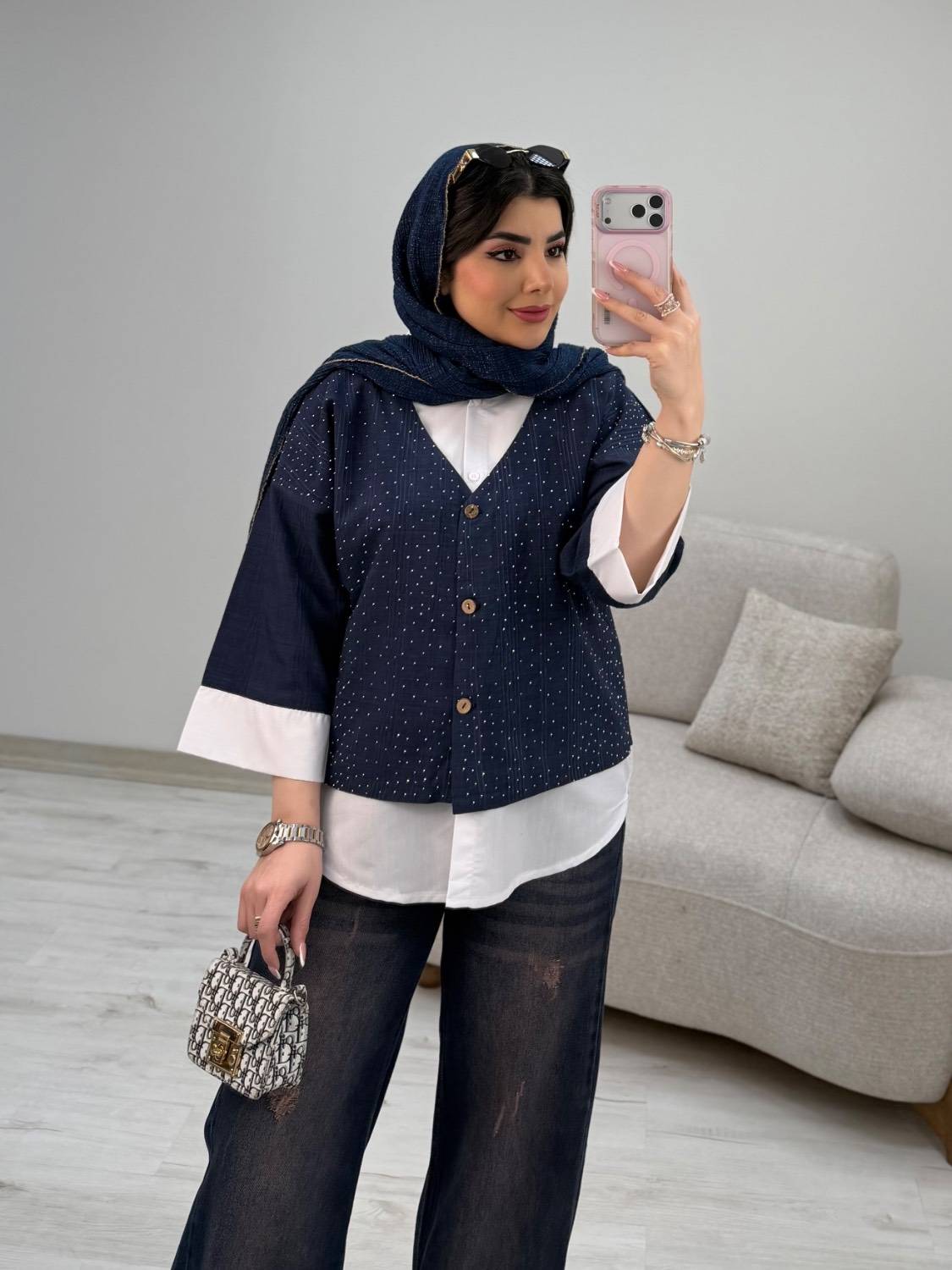 شومیز و وست نجمه جنس شانتون و داکرون فری سایز 38 تا 46