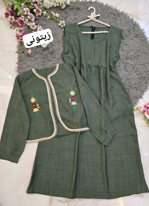 ست کت و سارافون همتا جنس شانتون فری سایز38 تا 46