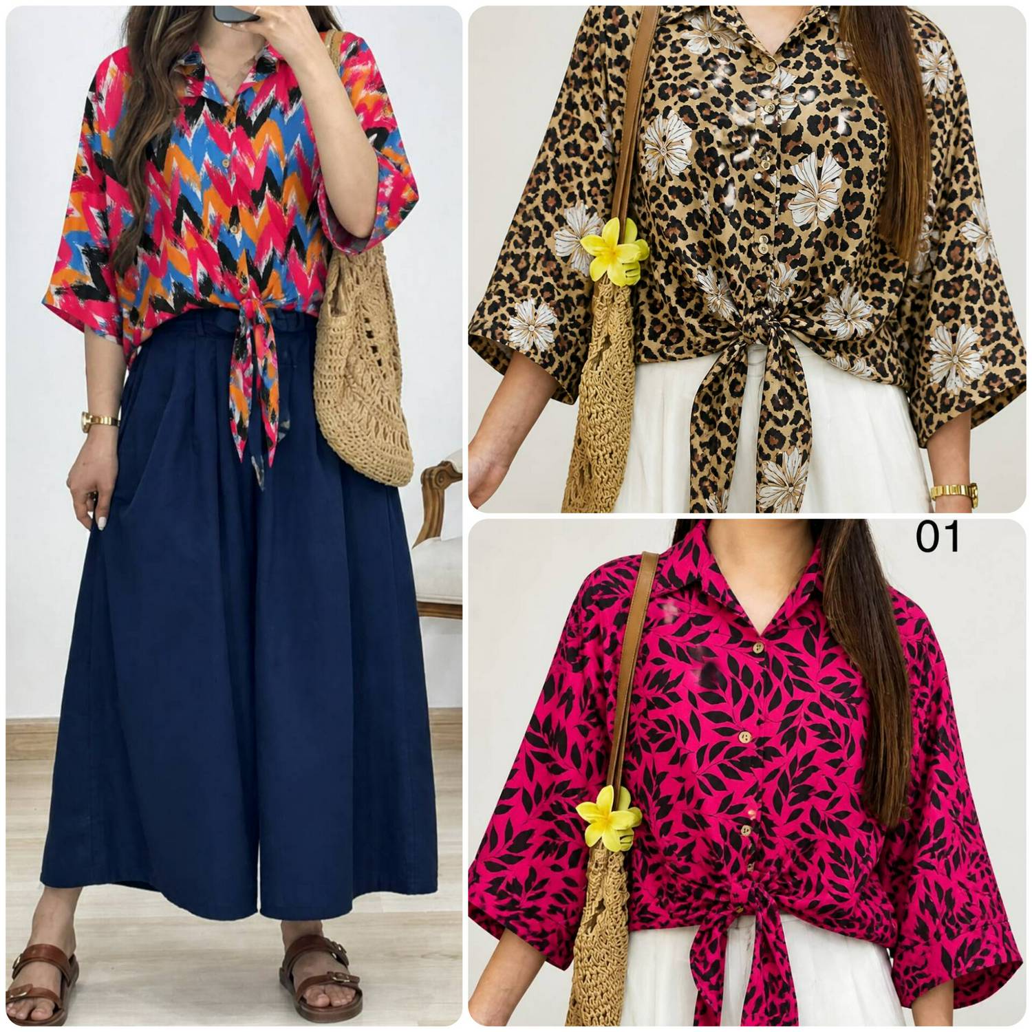 شومیز گره ای رویال جنس کرپ کش فری سایز 38 تا 46