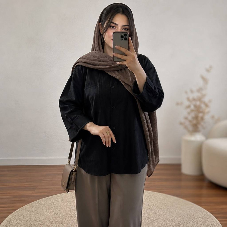 شومیز آستین پاکتی جنس آیوار فری سایز 38 تا 48