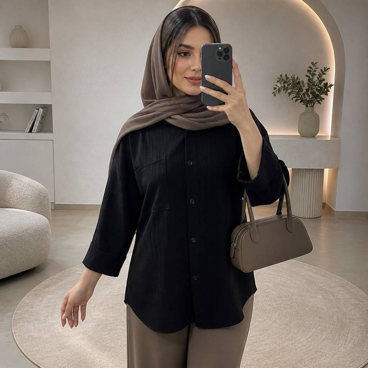 شومیز آستین پاکتی جنس آیوار فری سایز 38 تا 48
