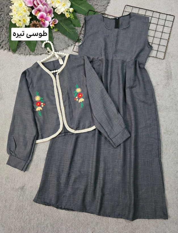 ست کت و سارافون همتا جنس شانتون فری سایز38 تا 46