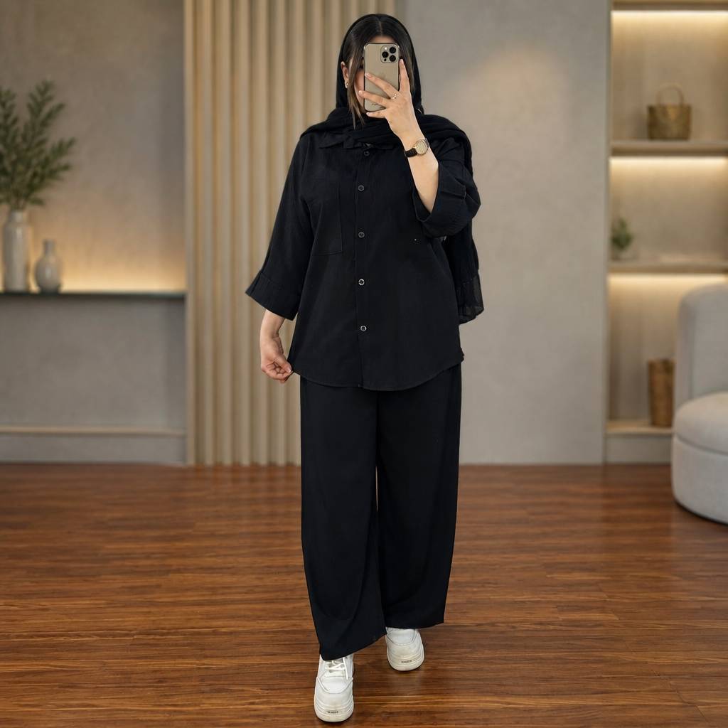 ست شومیز و شلوار محرمی جنس آیوا نرم و لطیف فری سایز 38 تا 50