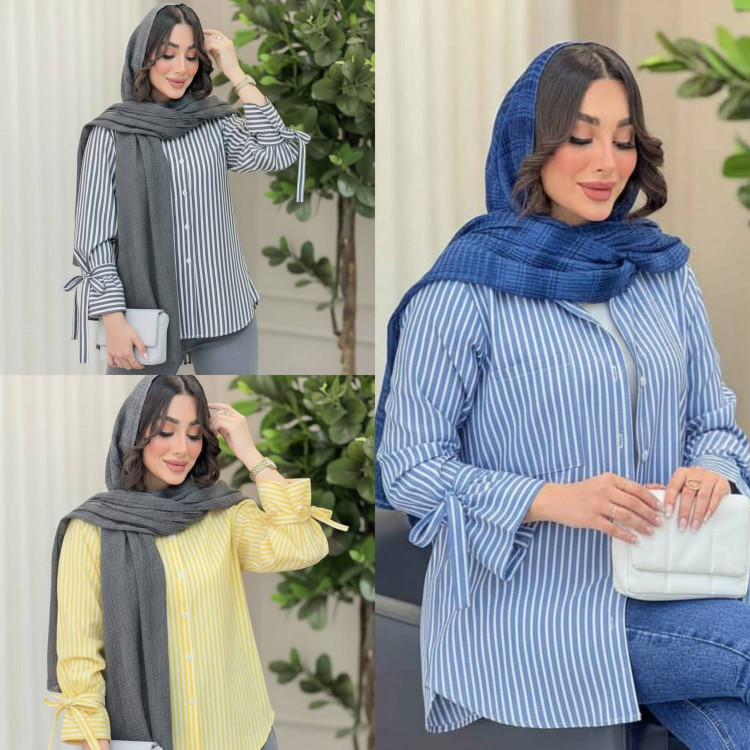 شومیز شیما جنس نخی خنک فری سایز 38 تا46