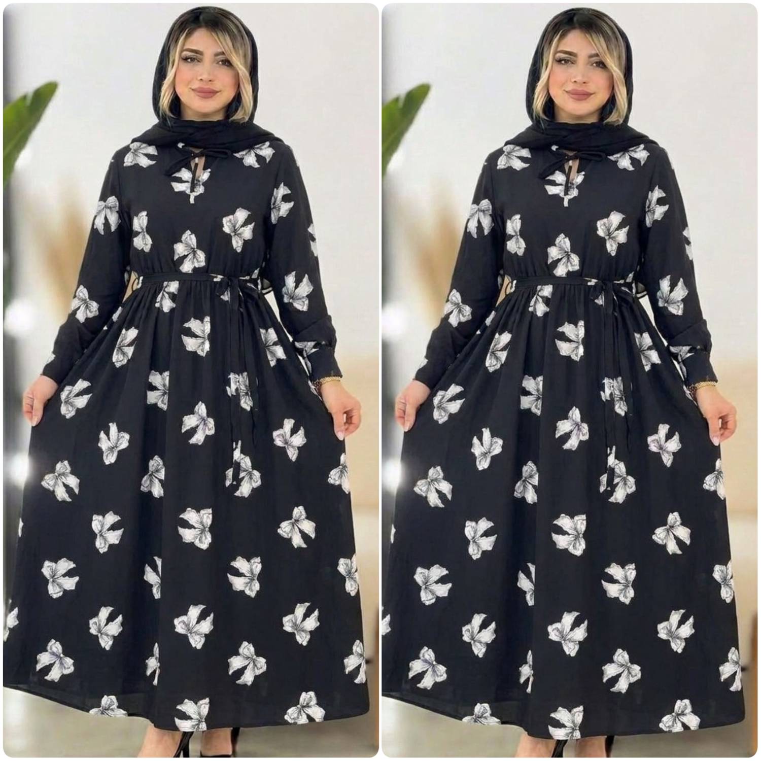 پیراهن بلند رافونه جنس بوگاتی فری سایز 38 تا 46