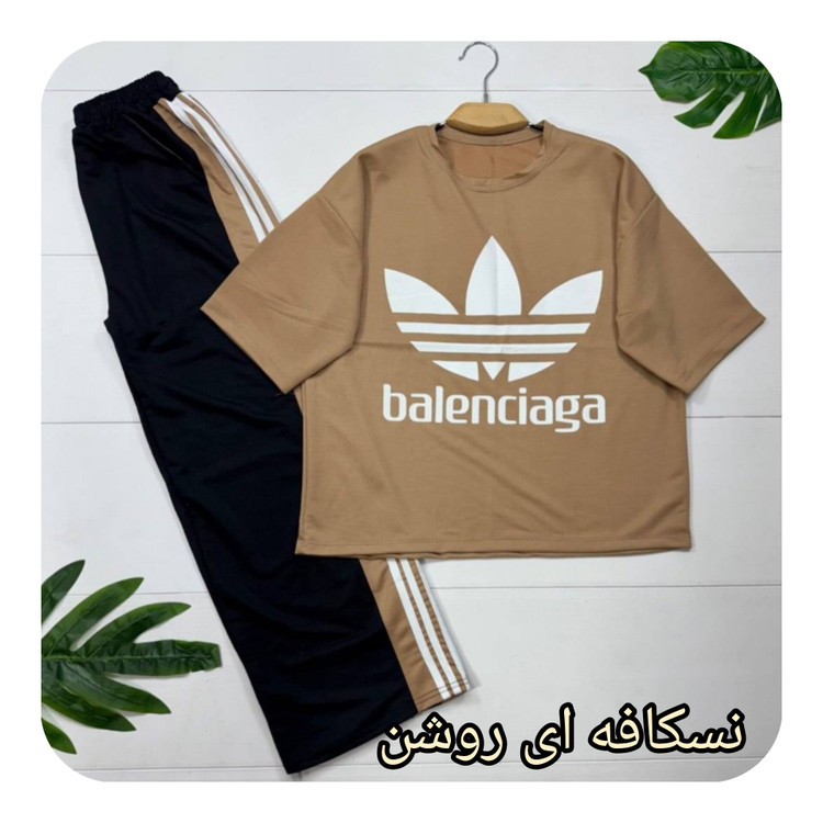 ست تیشرت و شلوار بالنسیگا جنس پنبه گلکسی فری سایز 38 تا 46