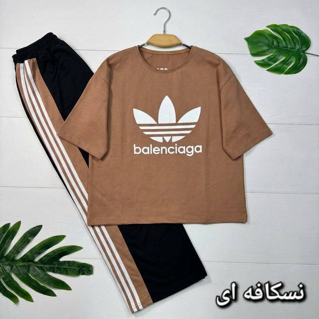ست تیشرت و شلوار بالنسیگا جنس پنبه گلکسی فری سایز 38 تا 46