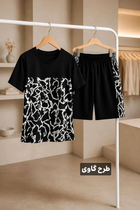 ست تیشرت و شلوارک یاشین جنس ویسکوزپنبه فری سایز 38 تا 46
