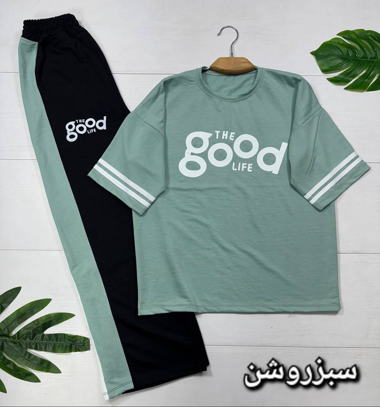 ست تیشرت و شلوار boog جنس پنبه گلکسی فری سایز 38 تا 46