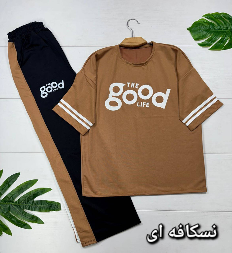 ست تیشرت و شلوار boog جنس پنبه گلکسی فری سایز 38 تا 46