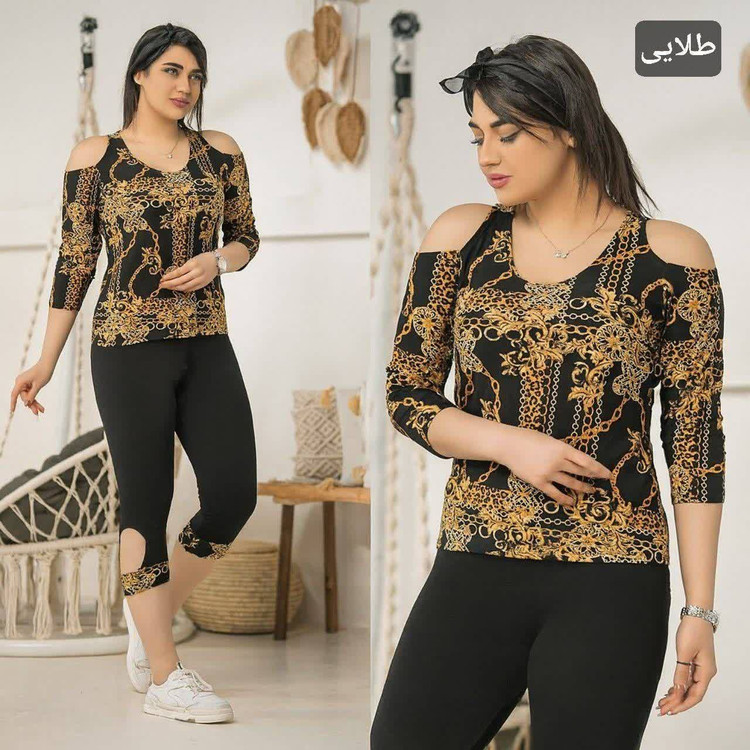 ست تونیک و شلوارک فشن جنس فلامنت ویسکوز فری سایز تا 48
