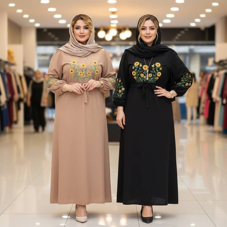 کفتان گلدوزی آروشا جنس بابوس فری سایز 40 تا 50