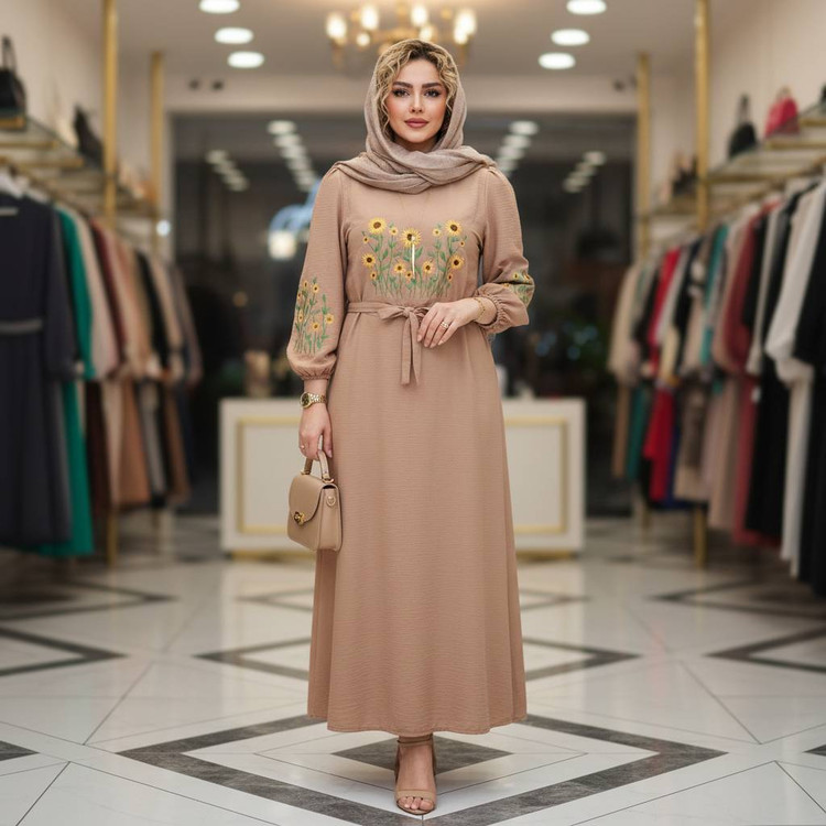 کفتان گلدوزی آروشا جنس بابوس فری سایز 40 تا 50