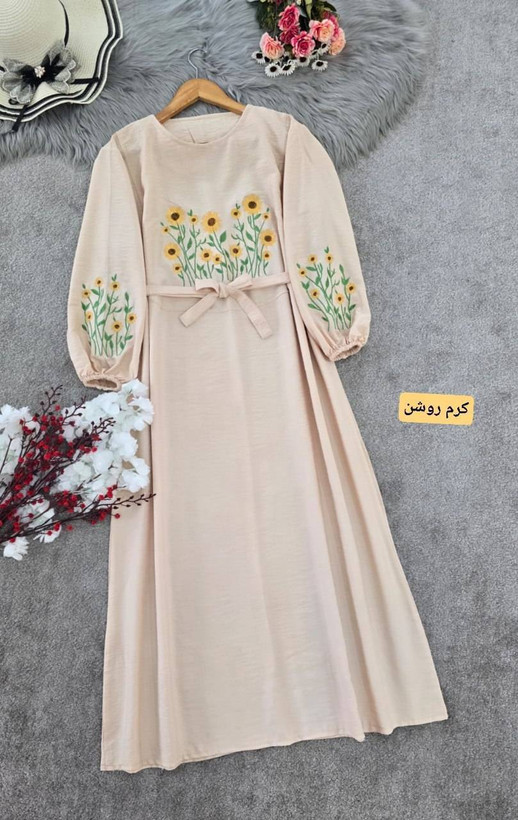 کفتان گلدوزی آروشا جنس بابوس فری سایز 40 تا 50