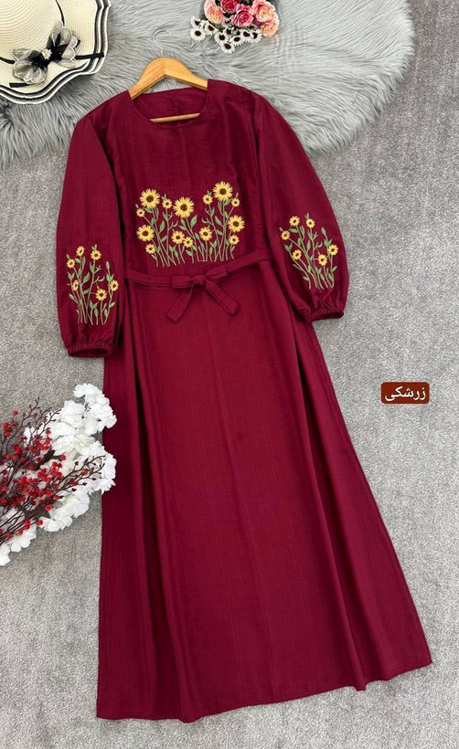 کفتان گلدوزی آروشا جنس بابوس فری سایز 40 تا 50