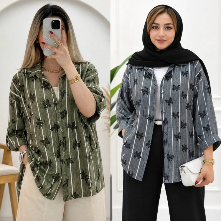 شومیز سارینا جنس ینری لاینی شاین دار فری سایز 36 تا 46