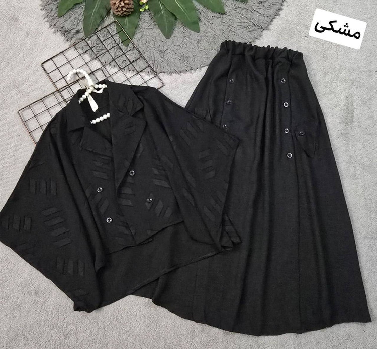 ست شومیز و دامن مادام جنس ژاکارد و شانتون فری سایز 38 تا 46