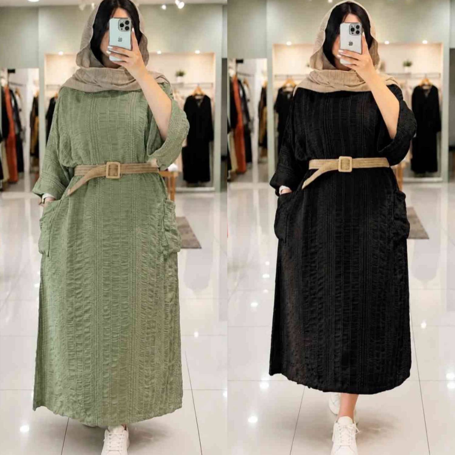 کفتان تیارا جنس کوک دوزی فری سایز 40 تا 50