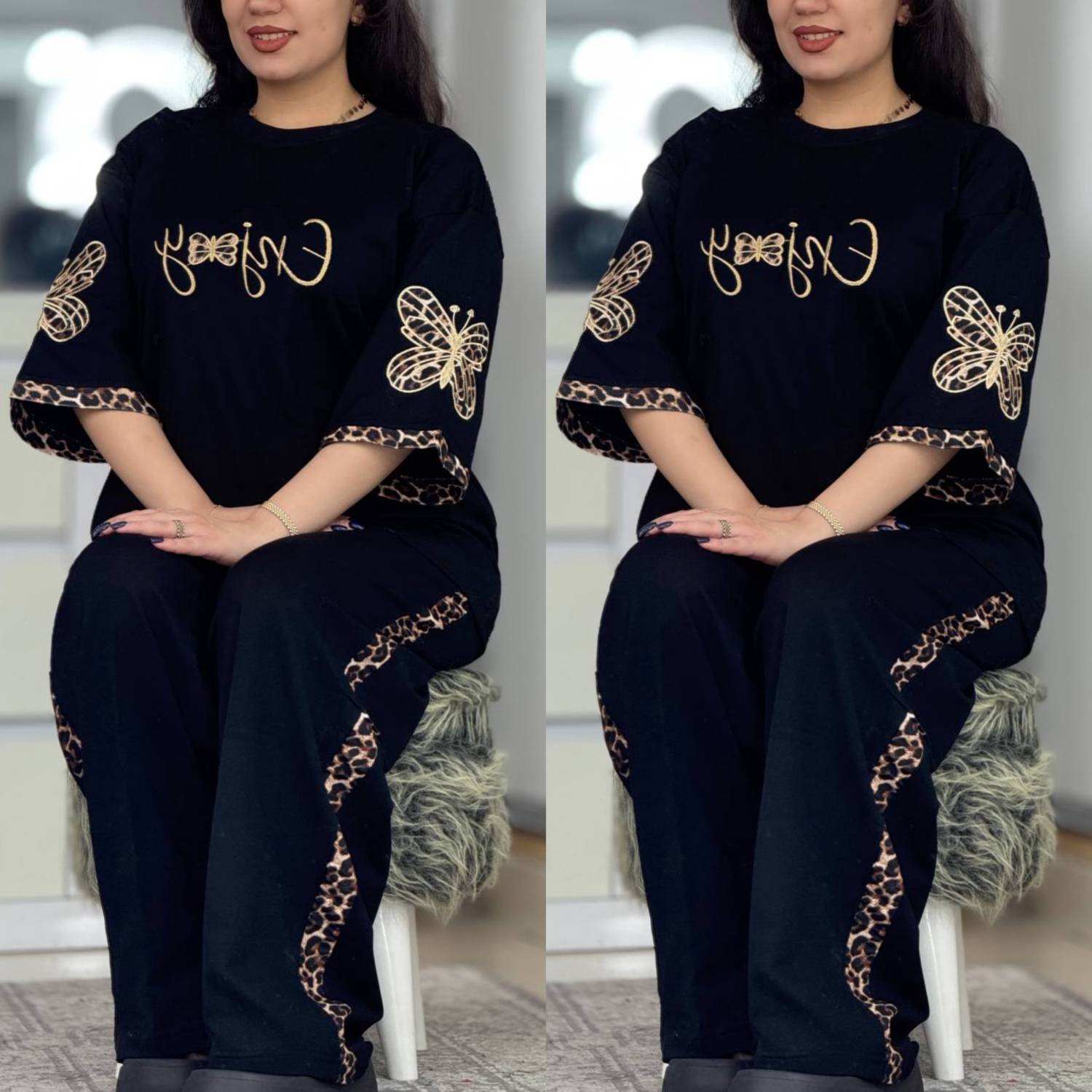 ست تیشرت و شلوار enjoy جنس اسپان گلکسی فری سایز 38 تا 46