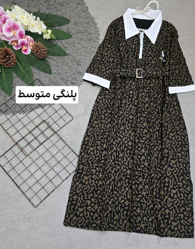 پیراهن پلنگی آلما جنس تنسل فری سایز ۳۸ تا ۴۶